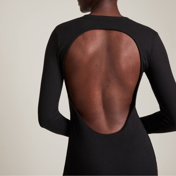 All Saints Molly Black Open Back Long Sleeve Midi Dress Size 0 NWT - Picture 4 of 12